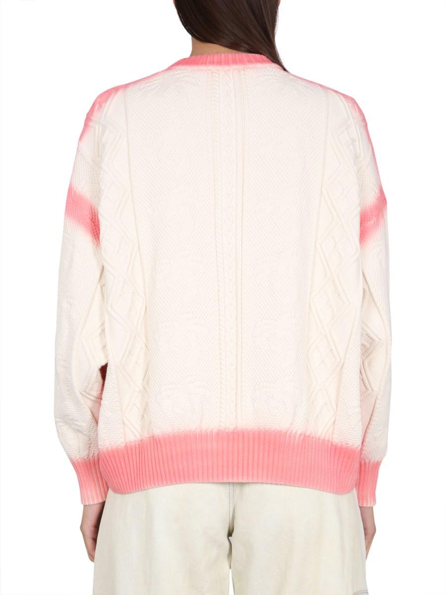 PALM ANGELS MAGLIONE PALM EFFETTO VERNICE IN COTONE