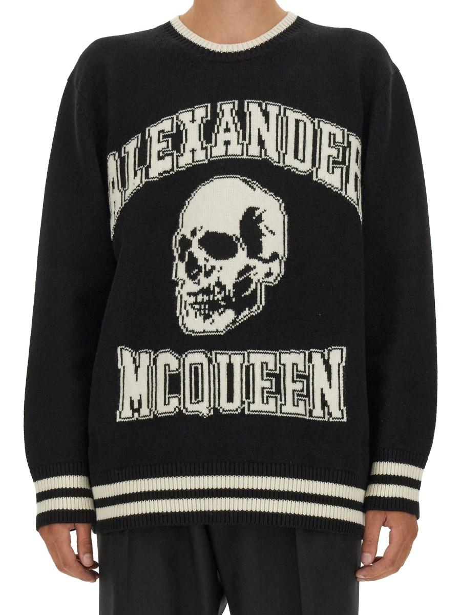 ALEXANDER McQUEEN MAGLIONE VARSITY IN MISTO CASHMERE E LANA