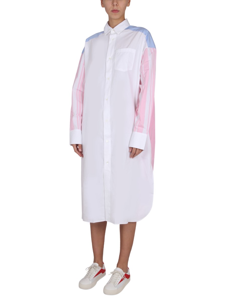 MAISON KITSUNÉ ABITO CAMICIA COLORBLOCK IN COTONE