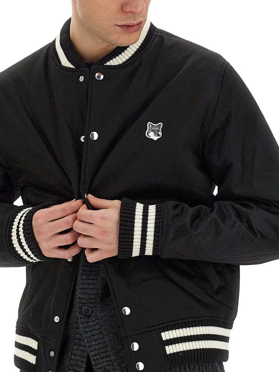 MAISON KITSUNÉ BOMBER CON LOGO IN RASO DI COTONE