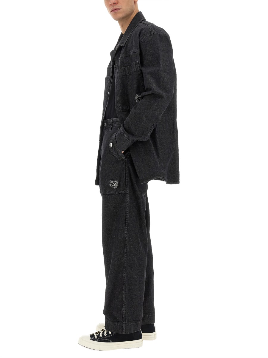 MAISON KITSUNÉ CAMICIA WORKWEAR IN DENIM DI COTONE