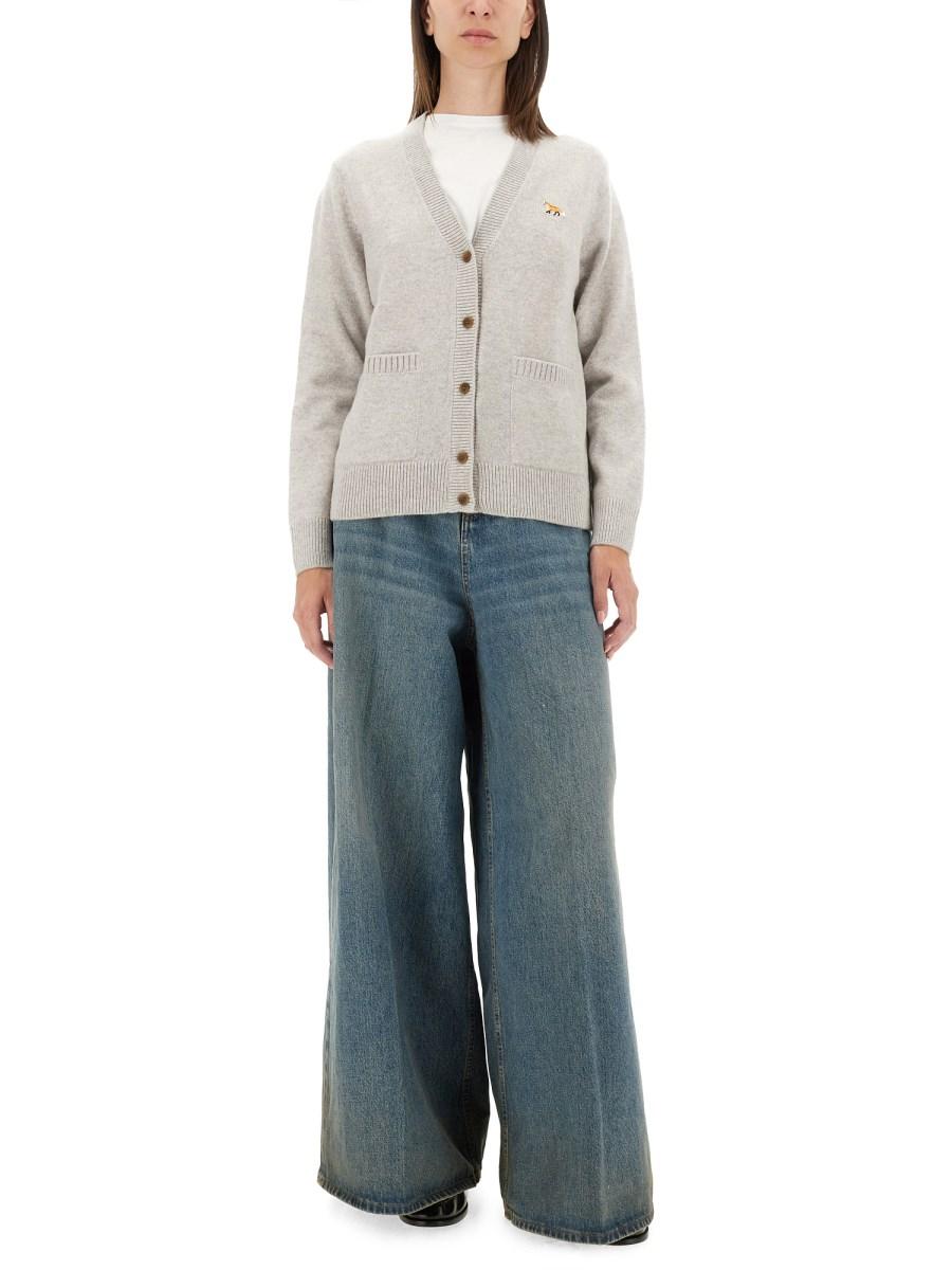 MAISON KITSUNÉ CARDIGAN IN LANA CON PATCH BABY FOX