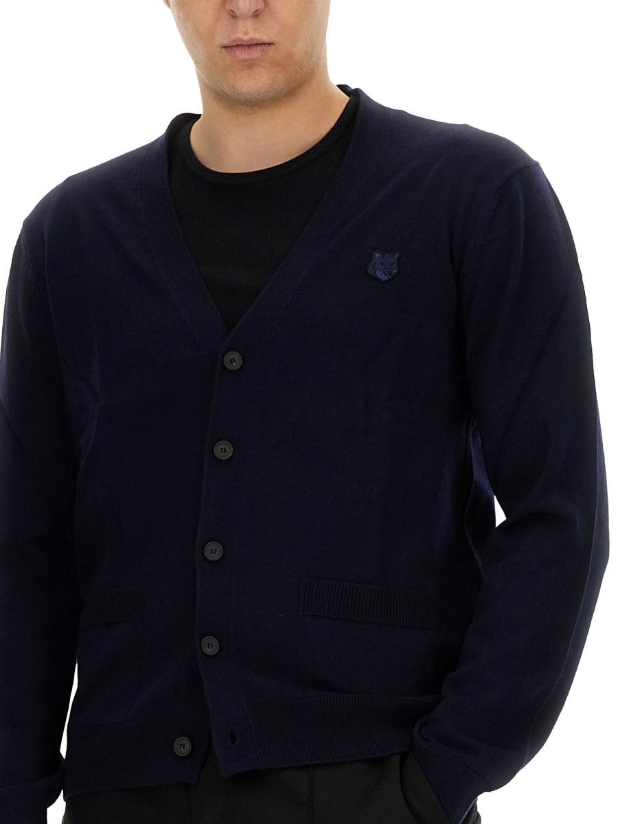 MAISON KITSUNÉ CARDIGAN IN LANA CON PATCH FOX