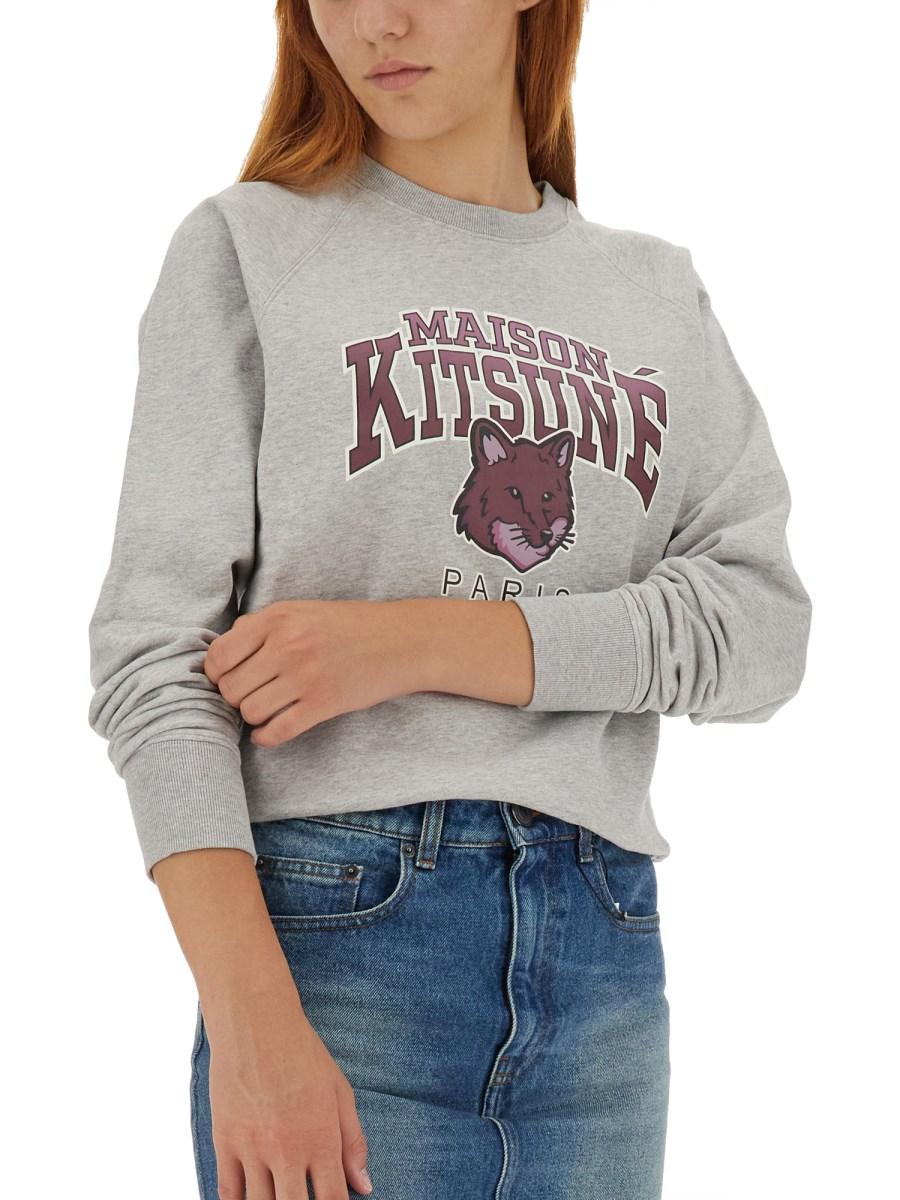 MAISON KITSUNÉ FELPA CAMPUS FOX IN COTONE