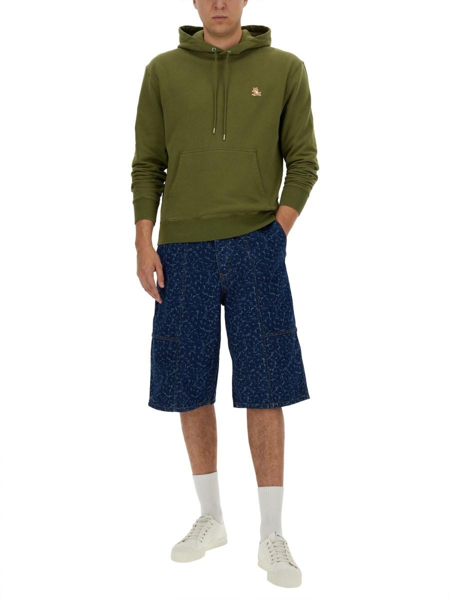 MAISON KITSUNÉ FELPA CON CAPPUCCIO IN COTONE