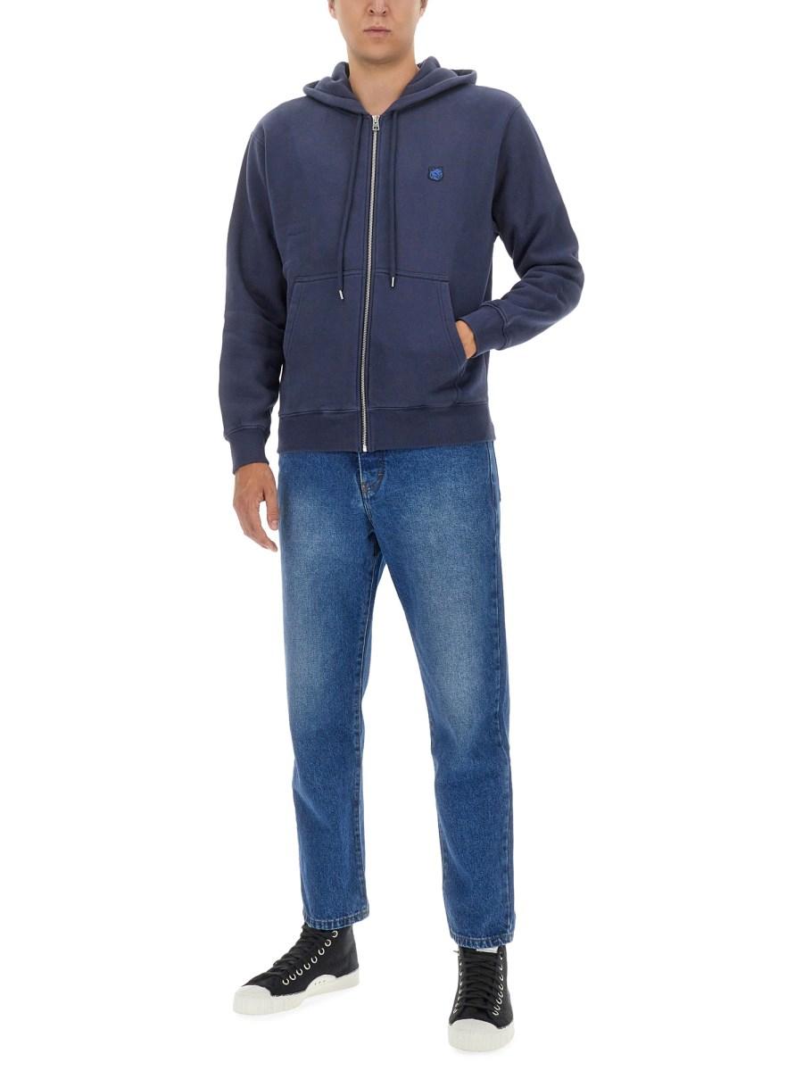 MAISON KITSUNÉ FELPA IN COTONE CON RICAMO LOGO