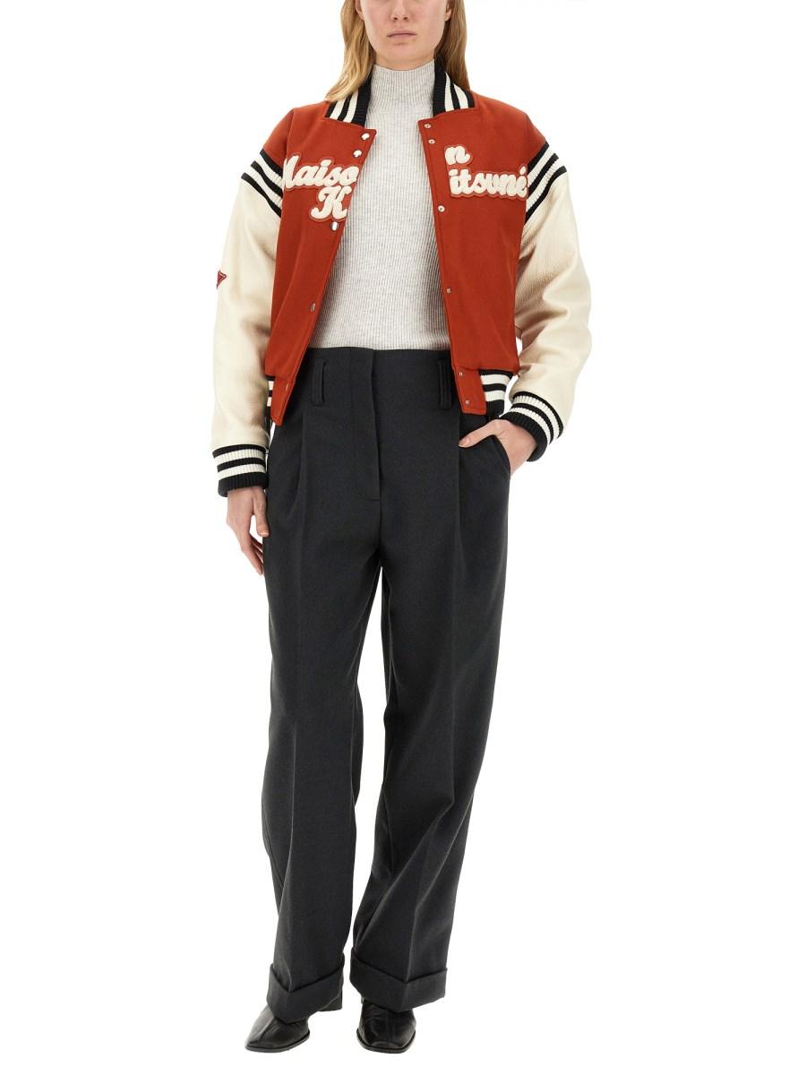 MAISON KITSUNÉ GIACCA VARSITY CON LOGO IN LANA