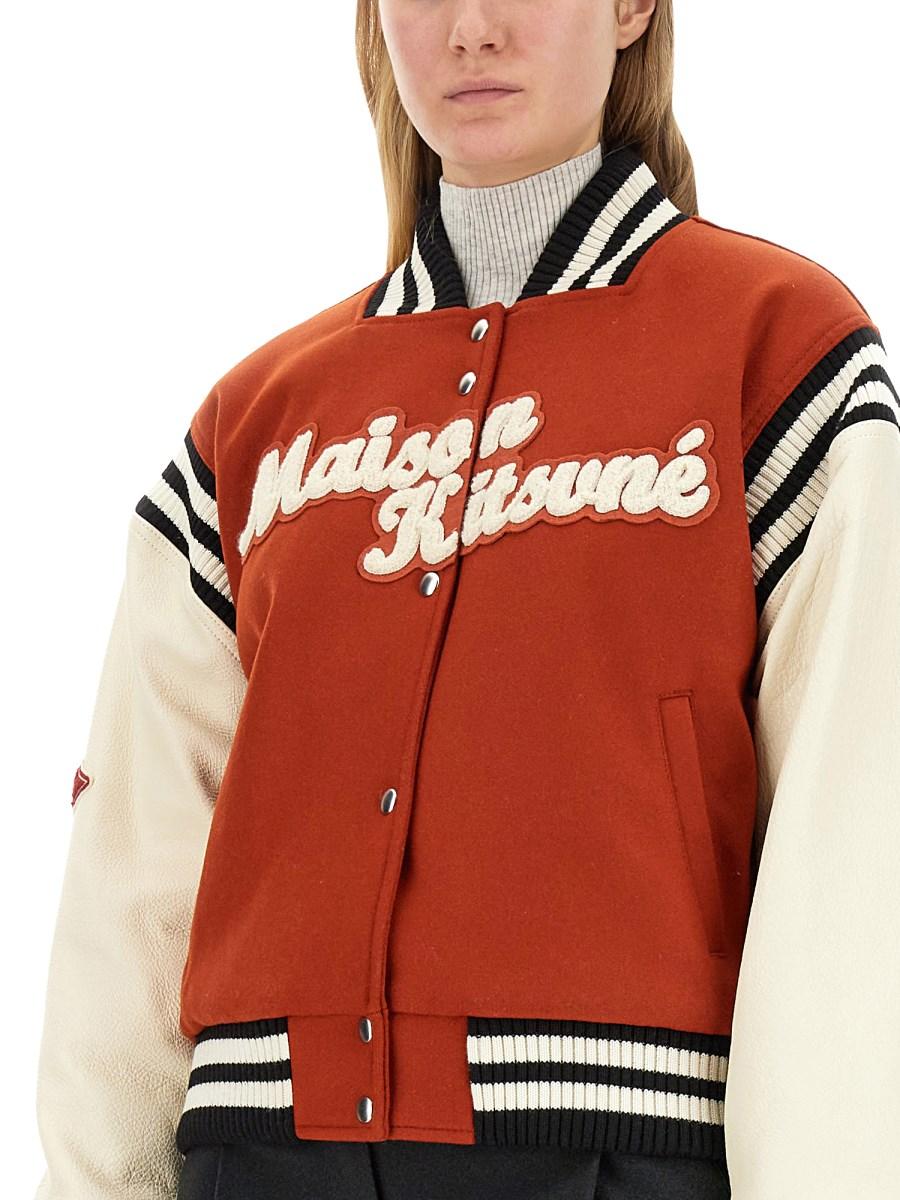MAISON KITSUNÉ GIACCA VARSITY CON LOGO IN LANA