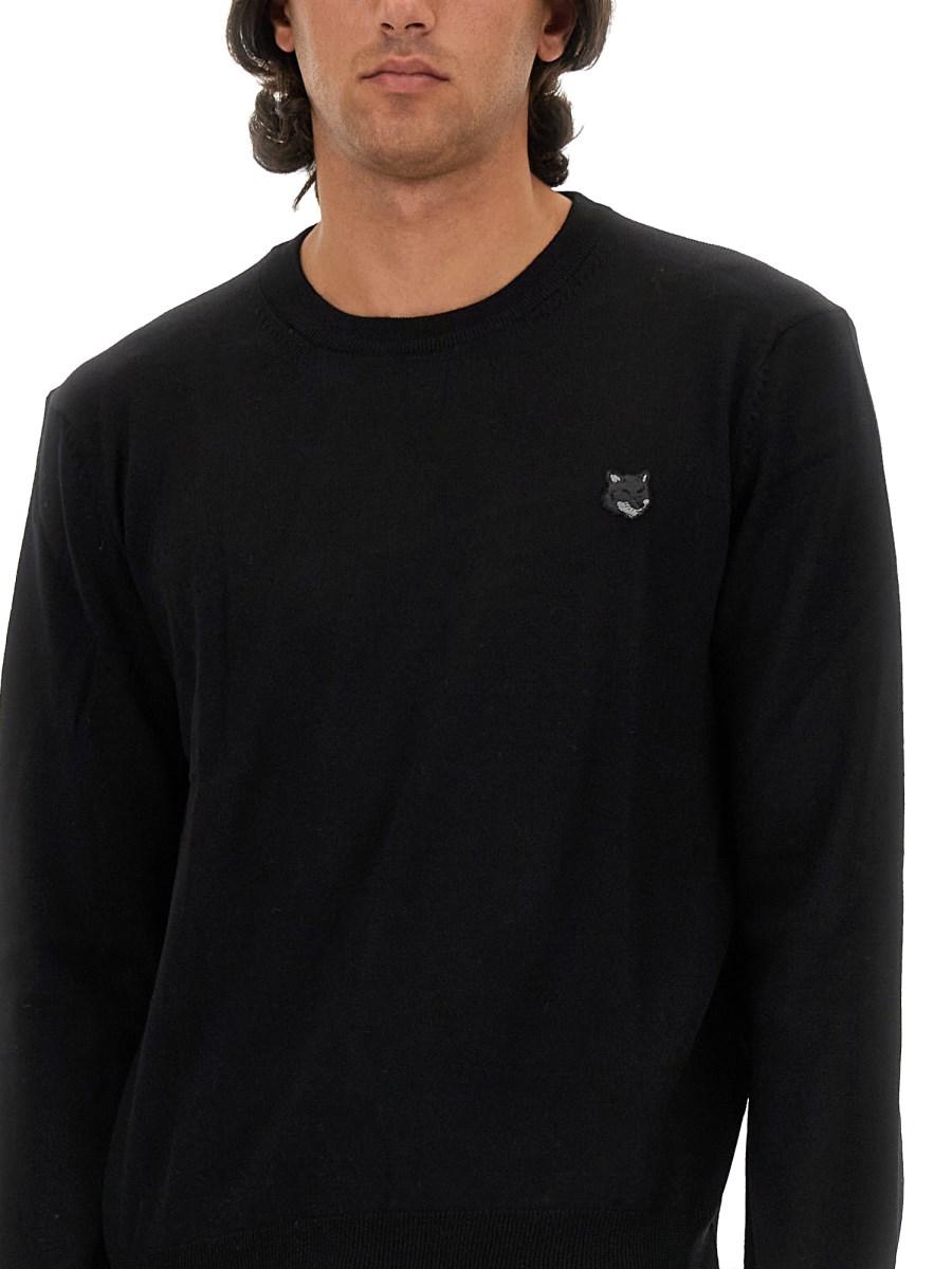 MAISON KITSUNÉ MAGLIA IN LANA CON PATCH FOX
