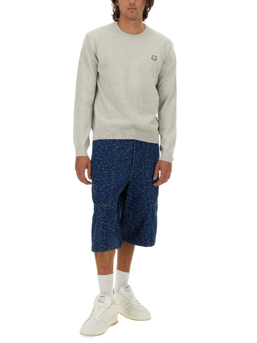 MAISON KITSUNÉ MAGLIA IN LANA CON PATCH FOX