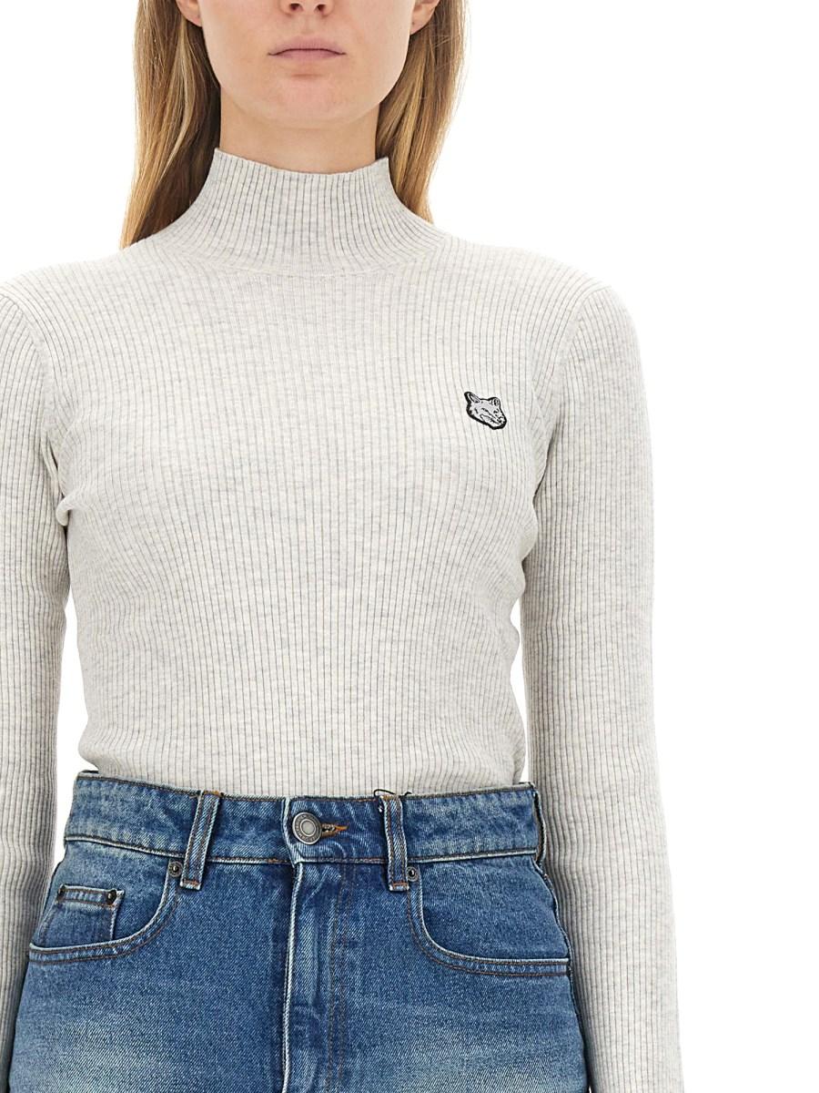 MAISON KITSUNÉ MAGLIA IN LANA CON PATCH FOX