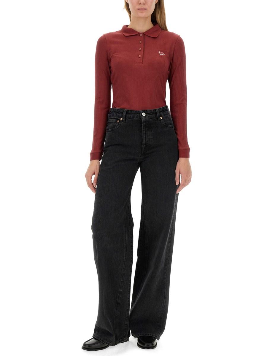 MAISON KITSUNÉ POLO SLIM FIT CON PATCH LOGO