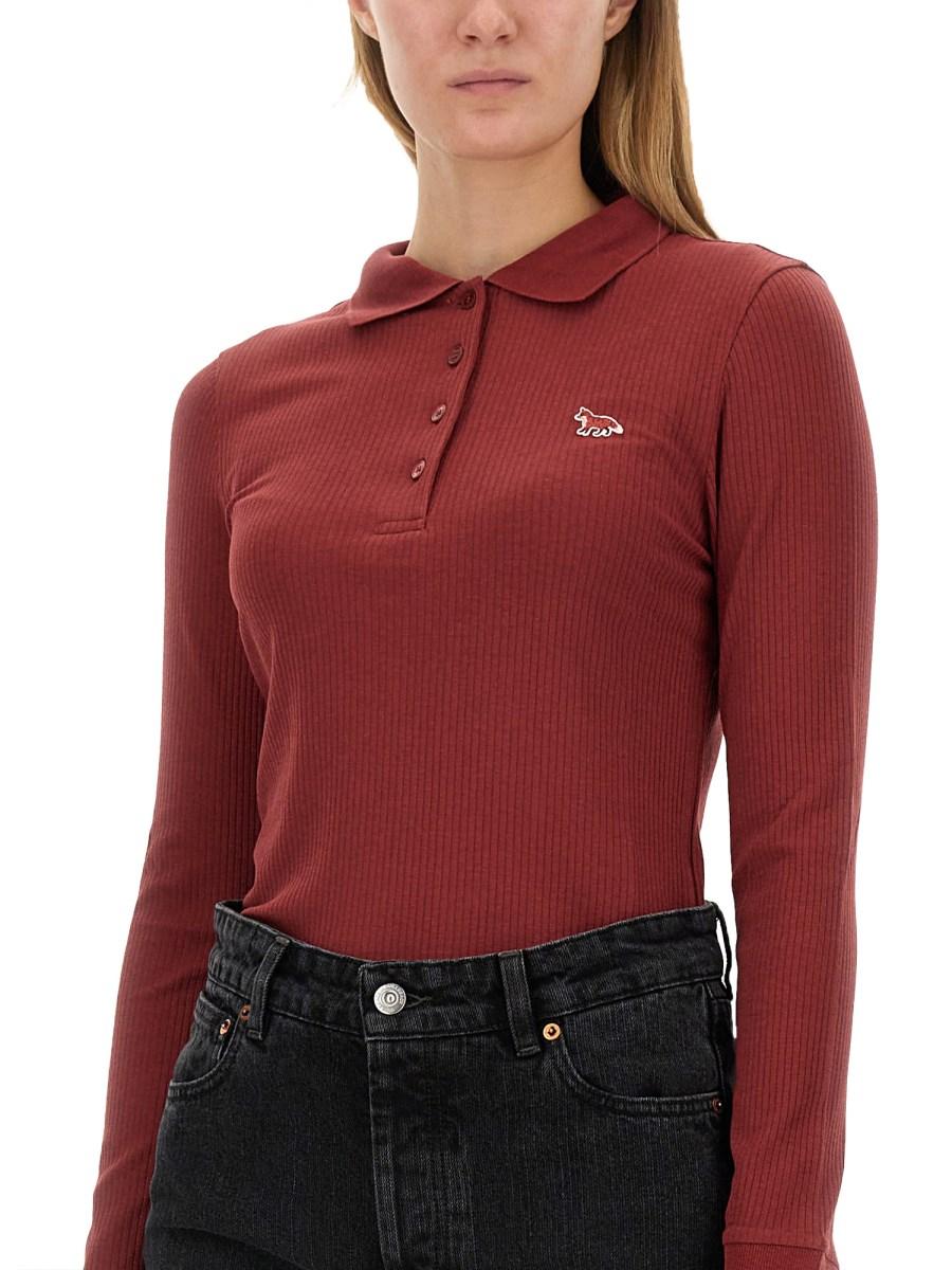 MAISON KITSUNÉ POLO SLIM FIT CON PATCH LOGO