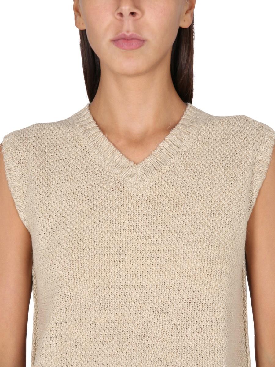 MAISON MARGIELA FELPA SMANICATA IN PUNTO CANESTRO
