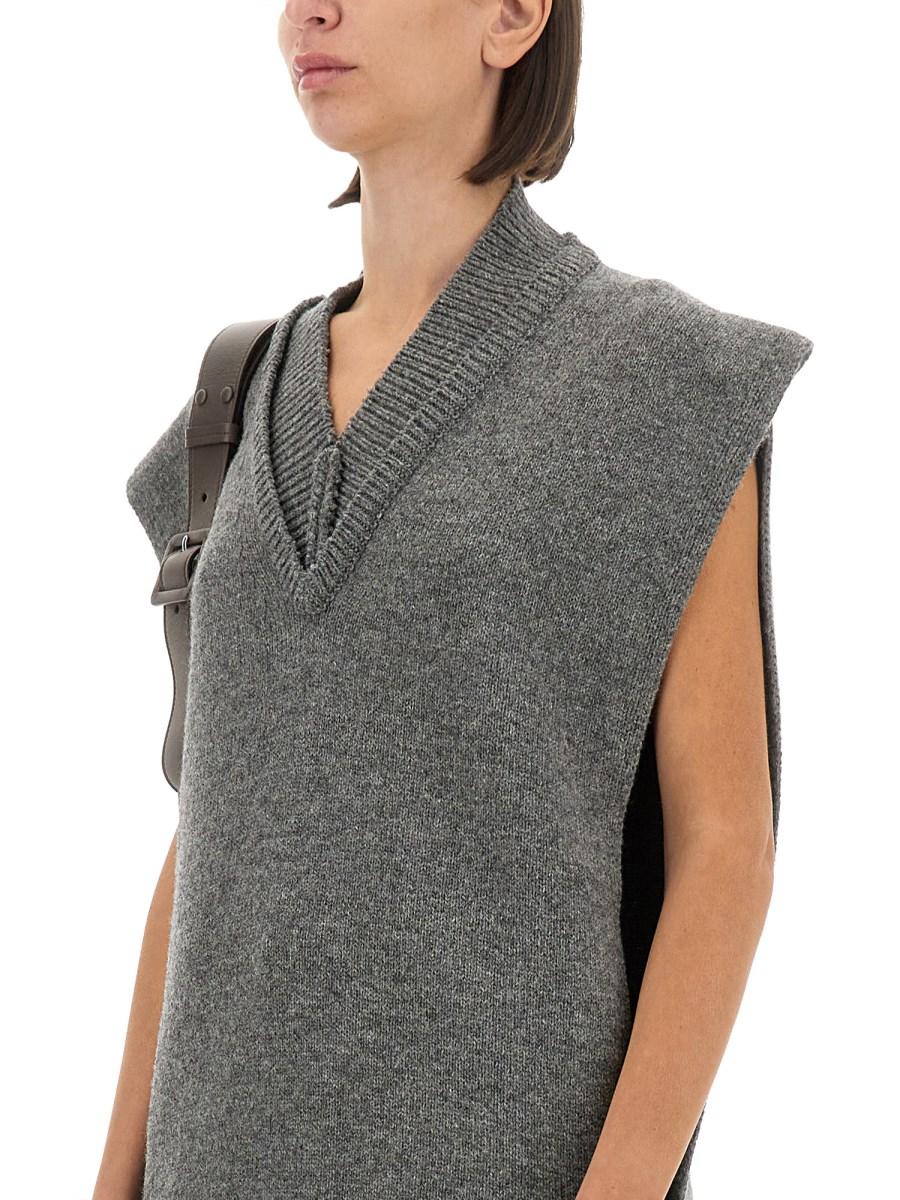 MAISON MARGIELA GILET IN MAGLIA A STRATI IN LANA