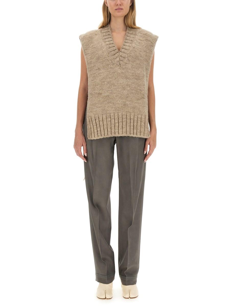 MAISON MARGIELA GILET IN MAGLIA TINTO VEGETALE