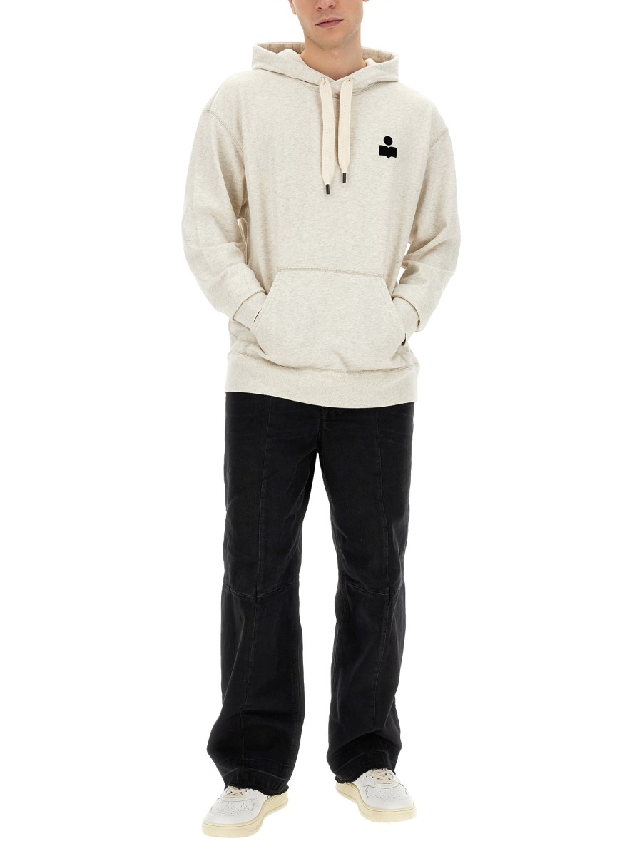 MARANT FELPA "MATTE" IN COTONE CON CAPPUCCIO E LOGO