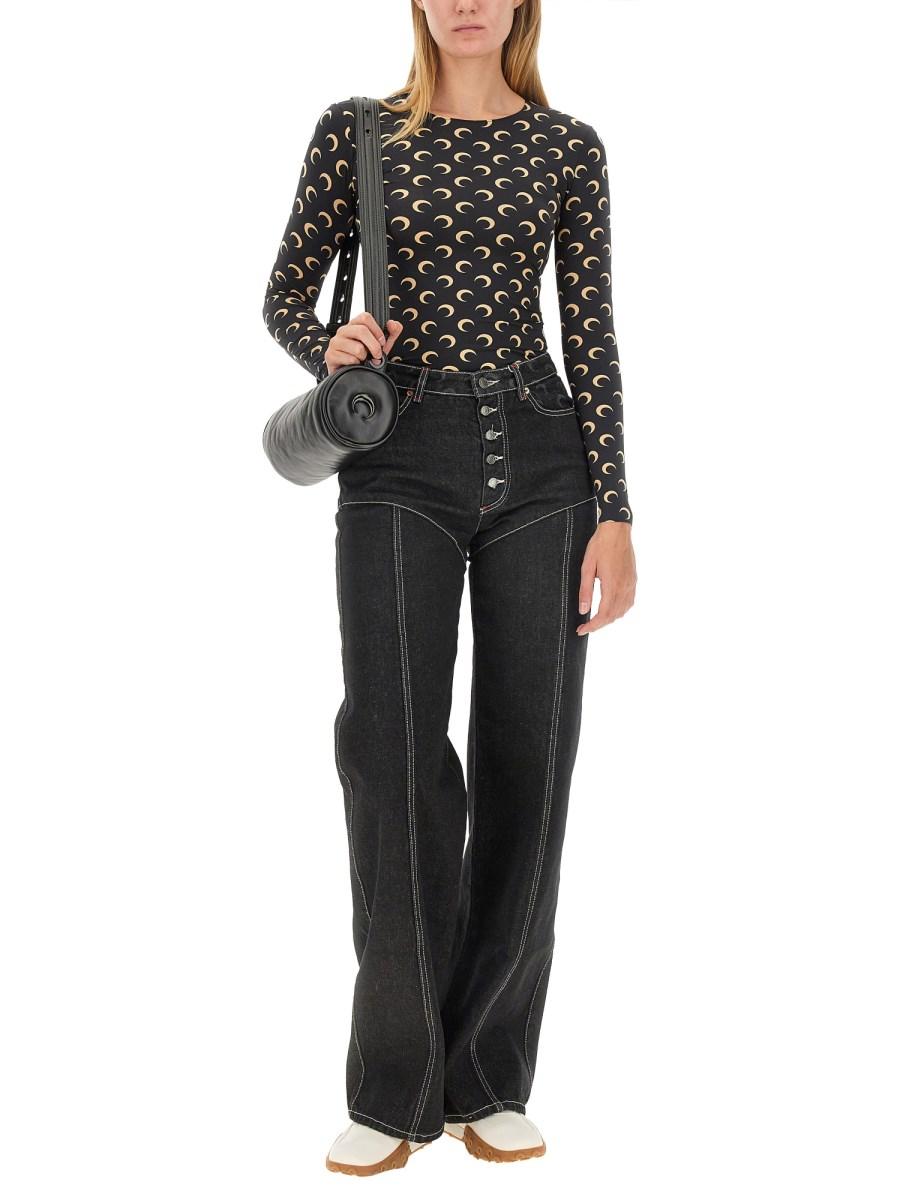 MARINE SERRE TOP IN JERSEY CON STAMPA MOON
