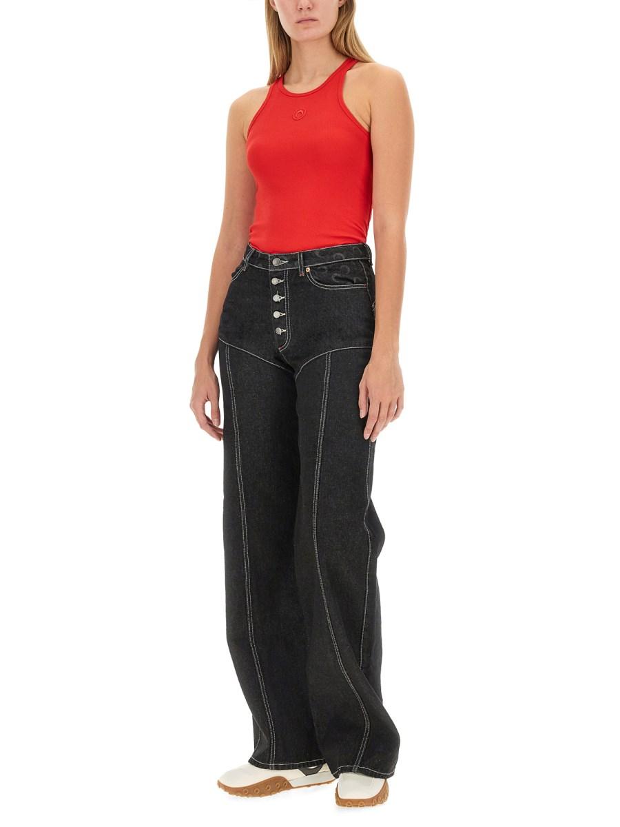 MARINE SERRE TOP IN JERSEY DI COTONE CON LOGO MOON