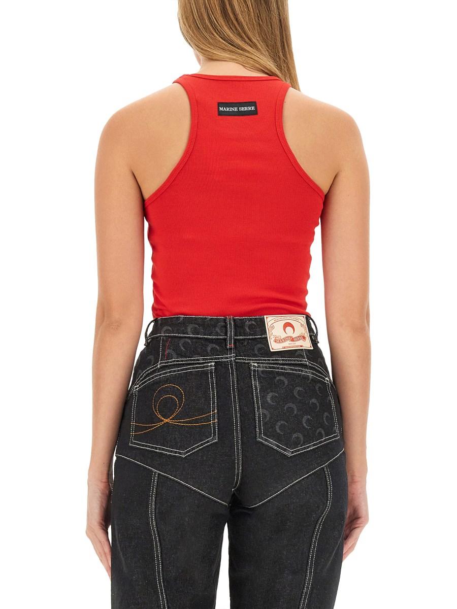 MARINE SERRE TOP IN JERSEY DI COTONE CON LOGO MOON