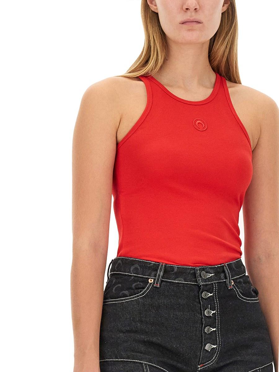 MARINE SERRE TOP IN JERSEY DI COTONE CON LOGO MOON