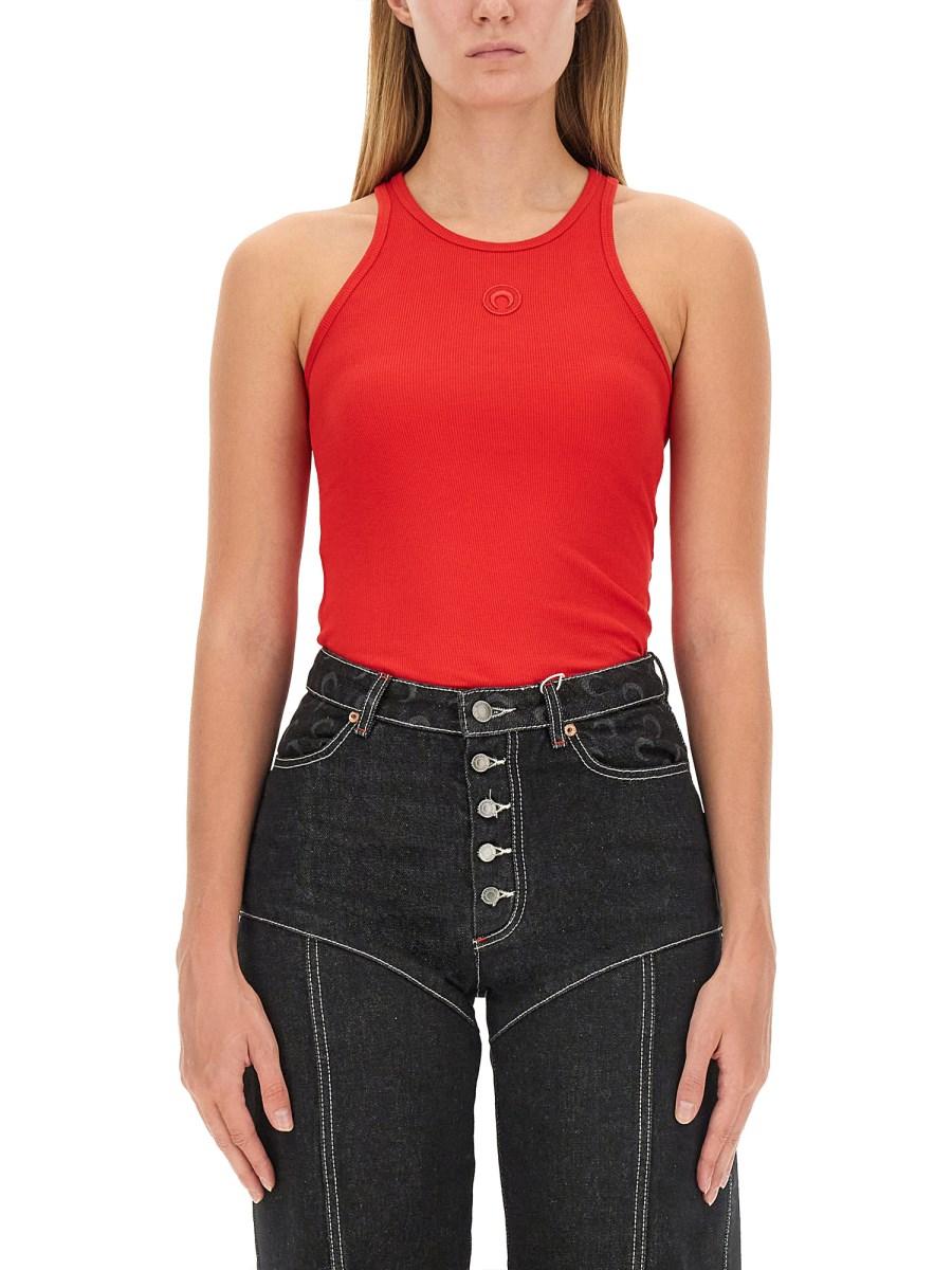 MARINE SERRE TOP IN JERSEY DI COTONE CON LOGO MOON