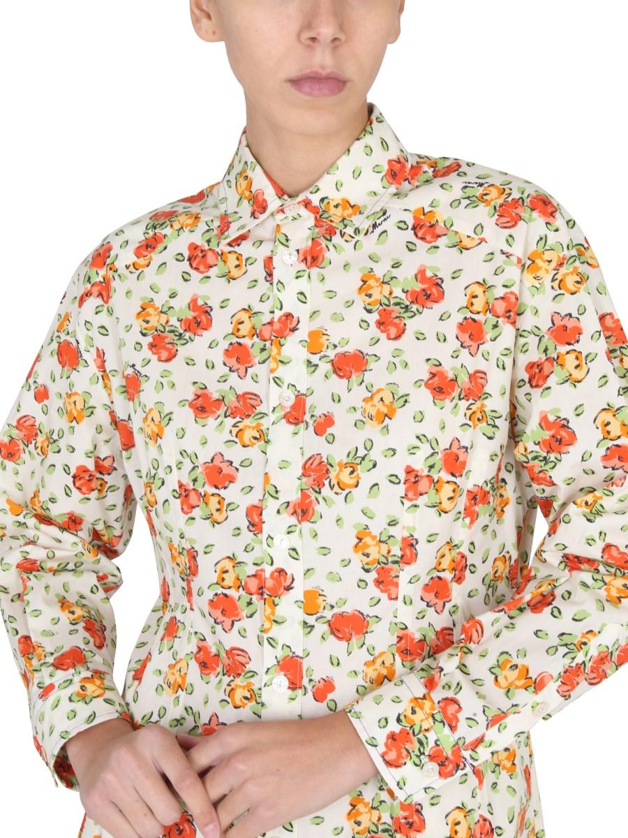 MARNI ABITO CAMICIA IN COTONE CON MOTIVO FLOREALE