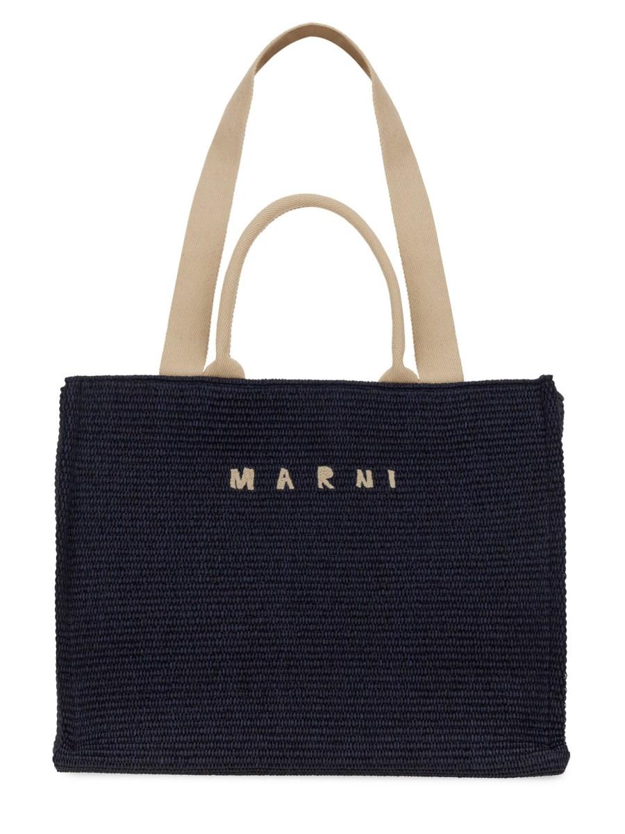MARNI BORSA SHOPPING IN RAFIA CON LOGO