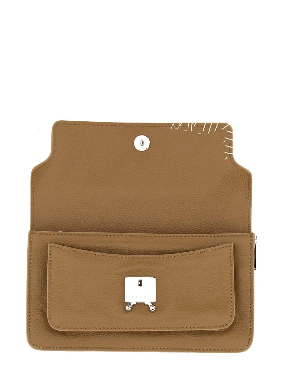MARNI BORSA "TRUNK" SOFT IN PELLE CON LOGO RICAMATO