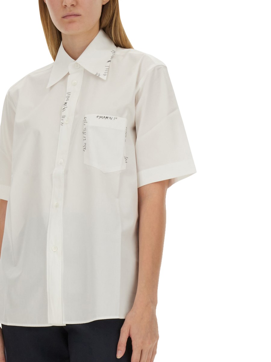 MARNI CAMICIA IN POPELINE DI COTONE CON LOGO