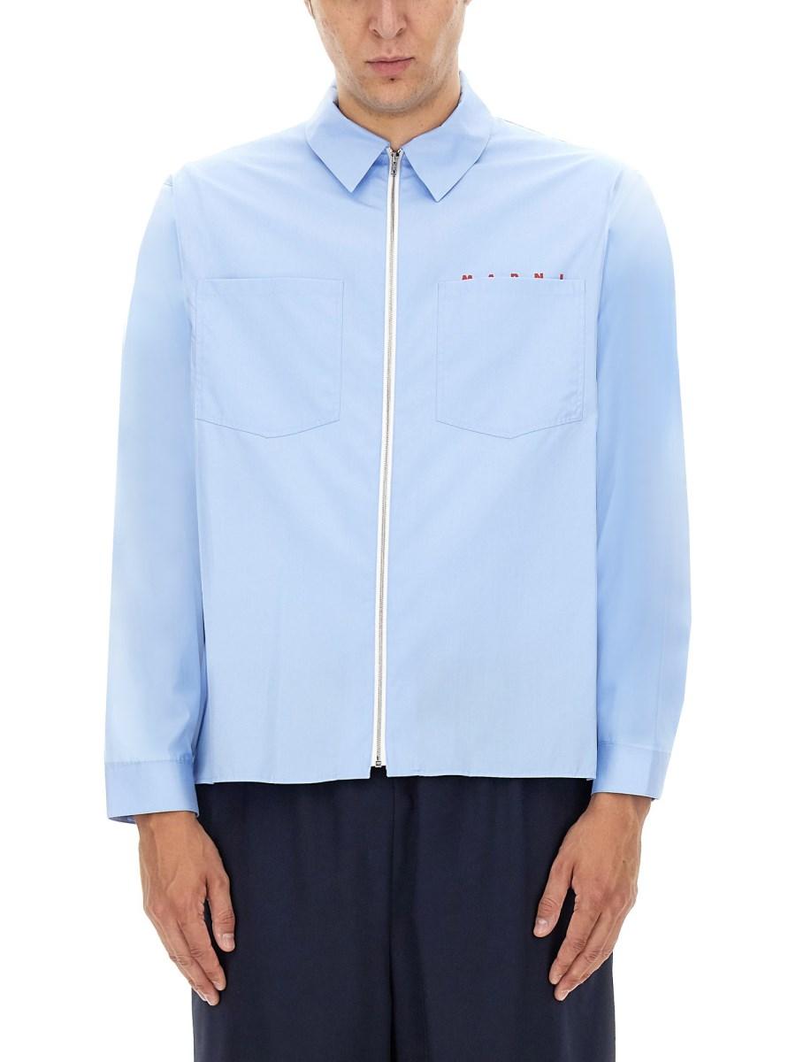 MARNI CAMICIA IN POPELINE DI COTONE CON LOGO