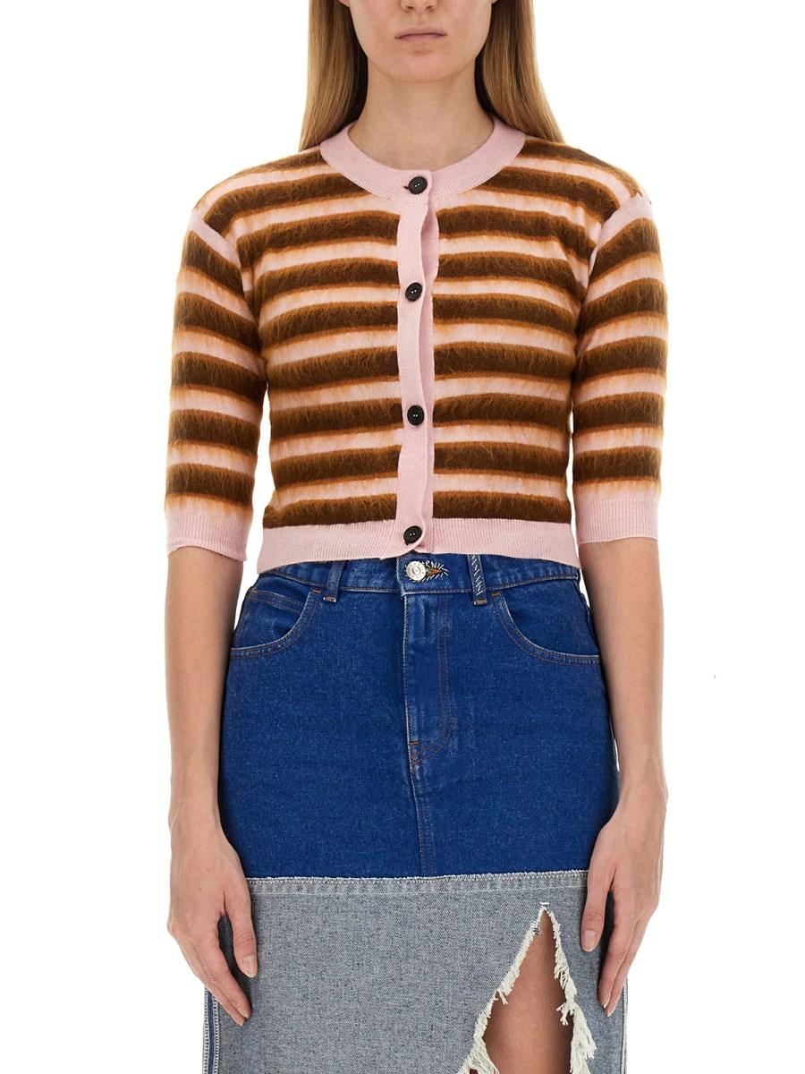 MARNI CARDIGAN IN LANA CON MOTIVO RIGA