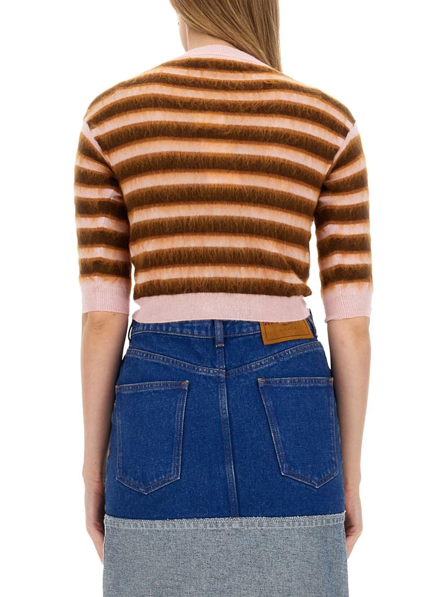MARNI CARDIGAN IN LANA CON MOTIVO RIGA