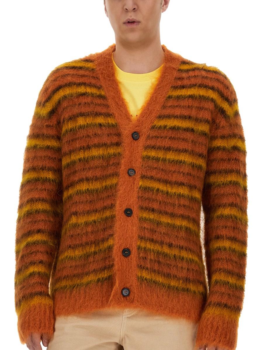 MARNI CARDIGAN IN MOHAIR CON SCOLLO A V