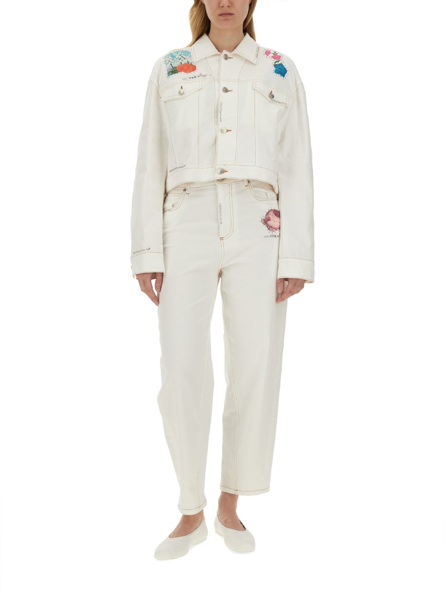 MARNI GIACCA IN DENIM CON APPLICAZIONI A FIORI