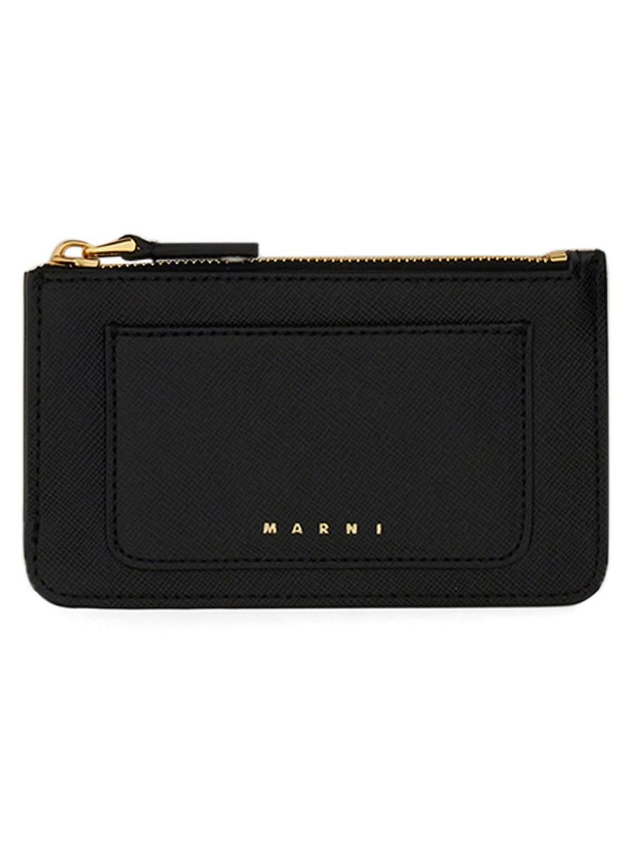 MARNI PORTACARTE IN PELLE SAFFIANO CON ZIP
