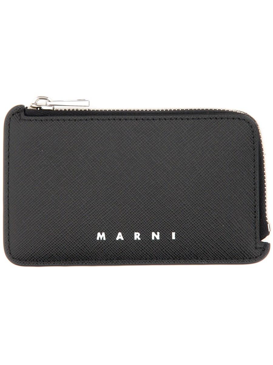 MARNI PORTACARTE IN PELLE SAFFIANO CON ZIP