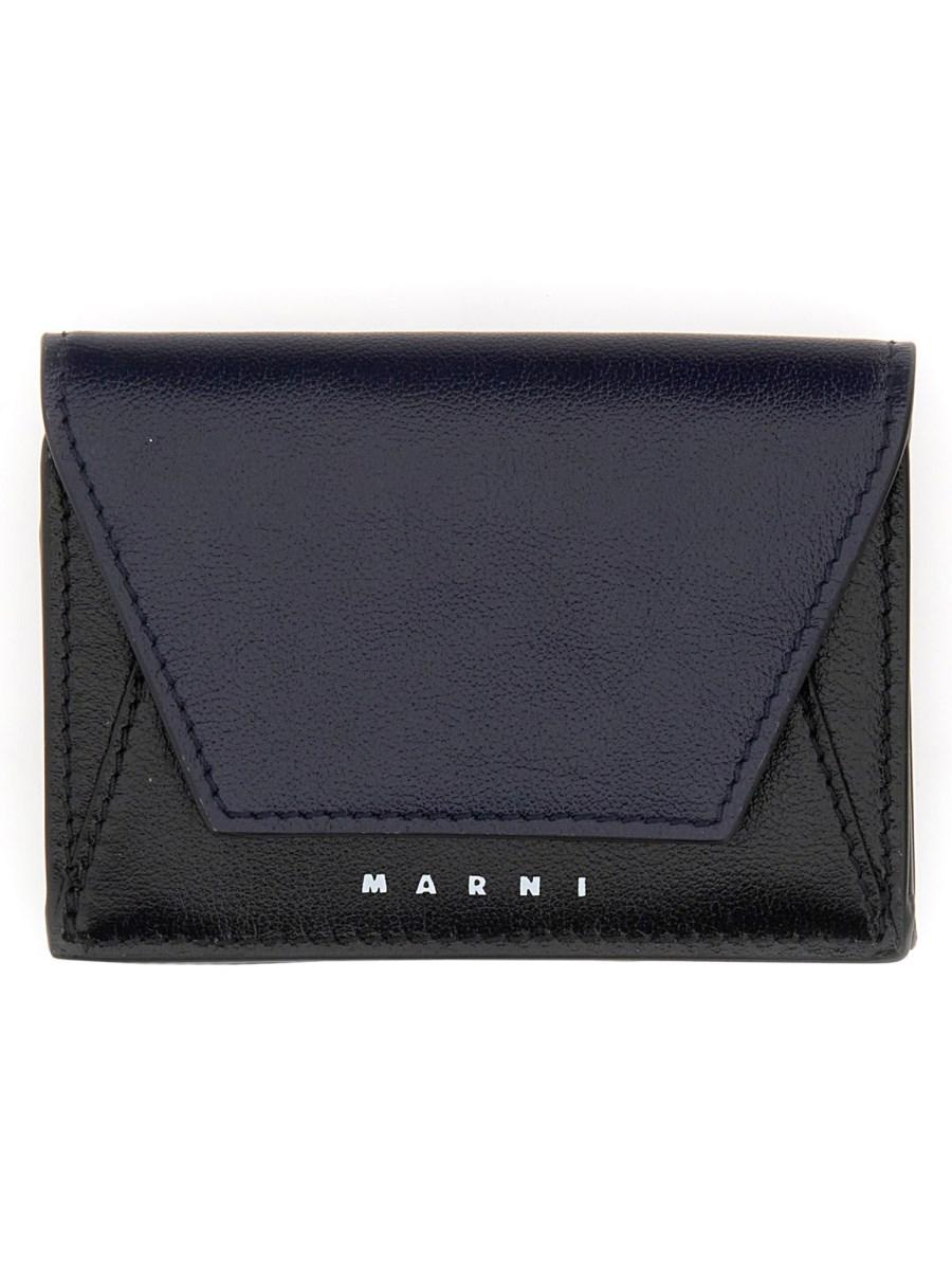 MARNI PORTAFOGLIO TRI-FOLD IN PELLE CON LOGO