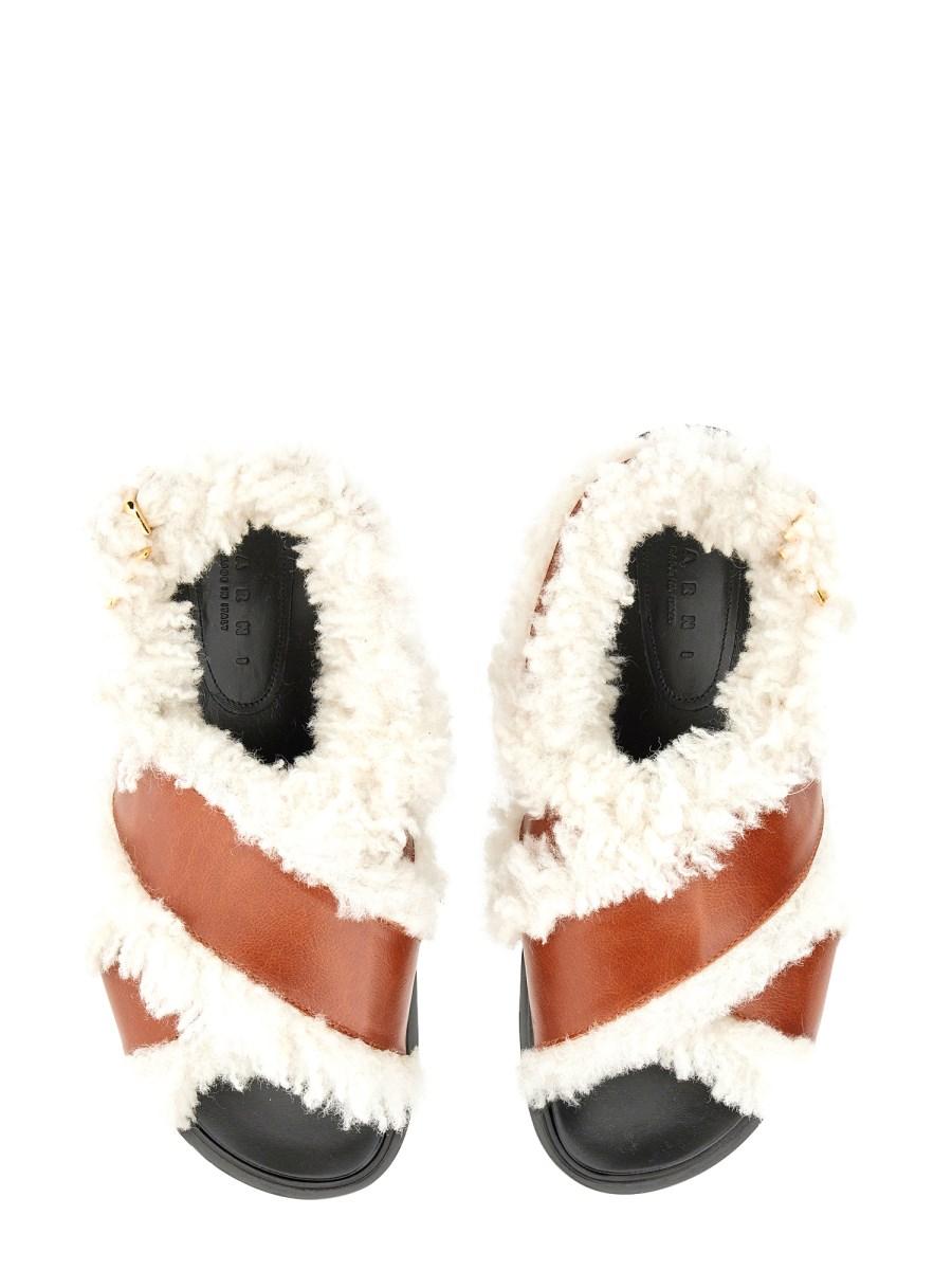 MARNI SANDALO CRISS-CROSS IN PELLE