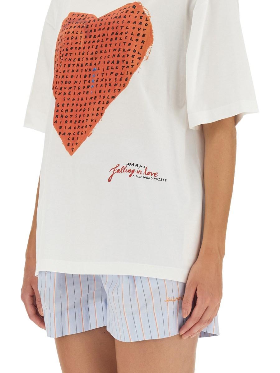MARNI T-SHIRT CON STAMPA CUORE CRUCIPUZZLE
