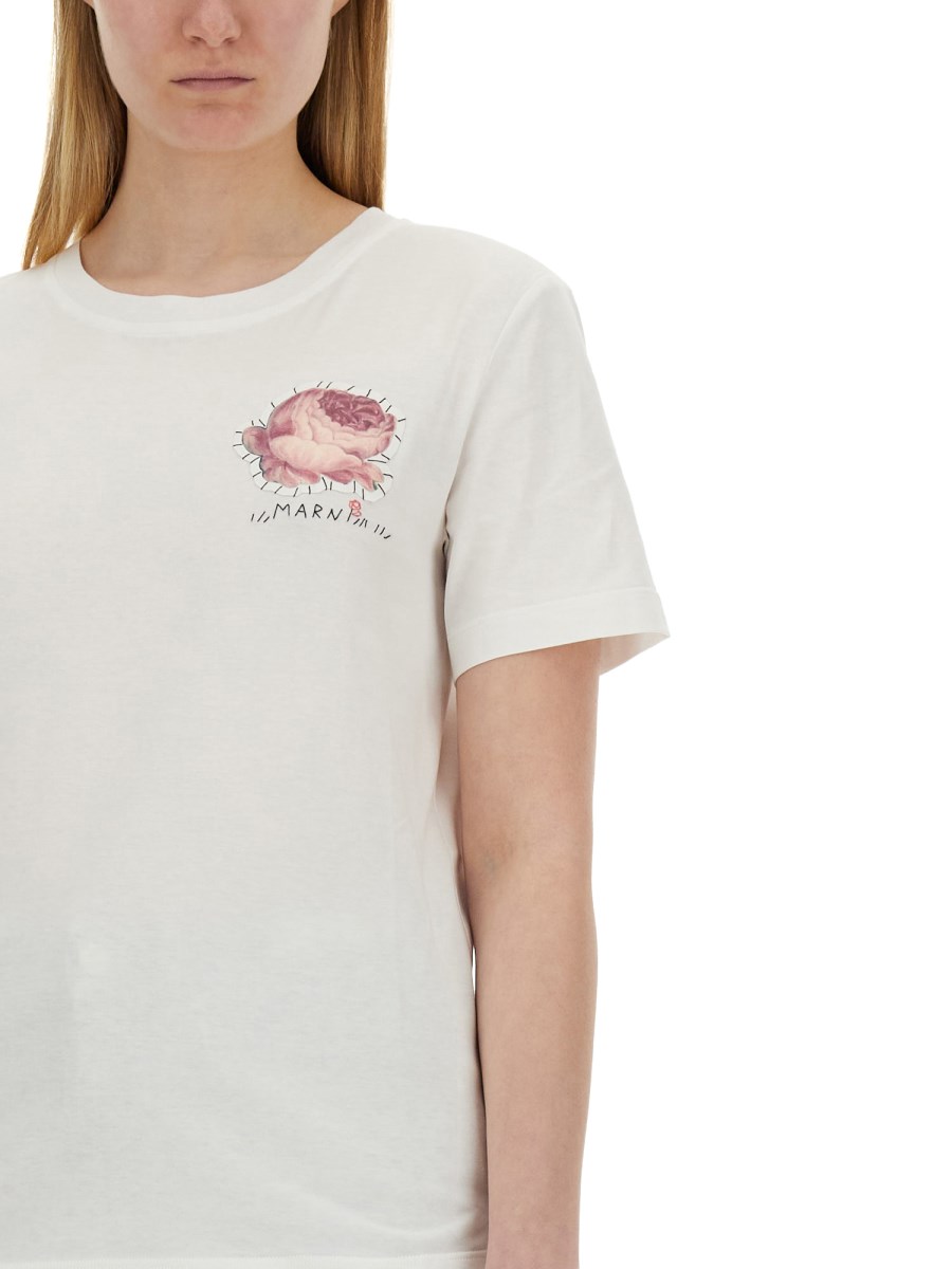 MARNI T-SHIRT IN JERSEY DI COTONE CON STAMPA LOGO