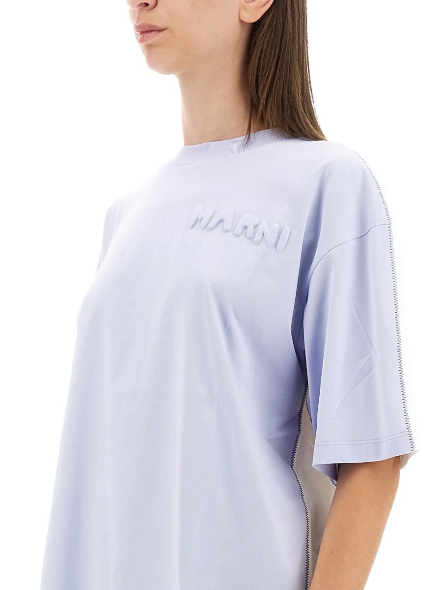 MARNI T-SHIRT IN JERSEY DI COTONE CON STAMPA LOGO
