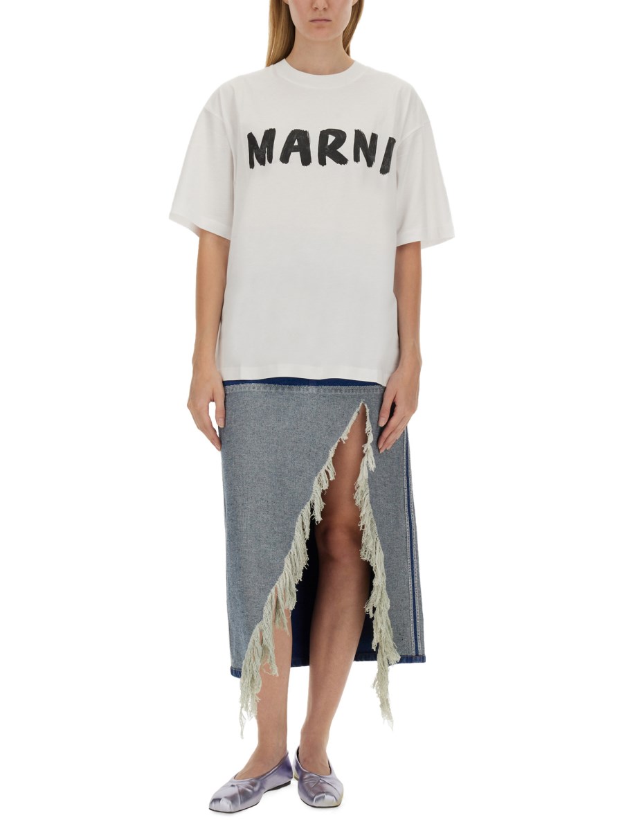 MARNI T-SHIRT IN JERSEY DI COTONE CON STAMPA LOGO
