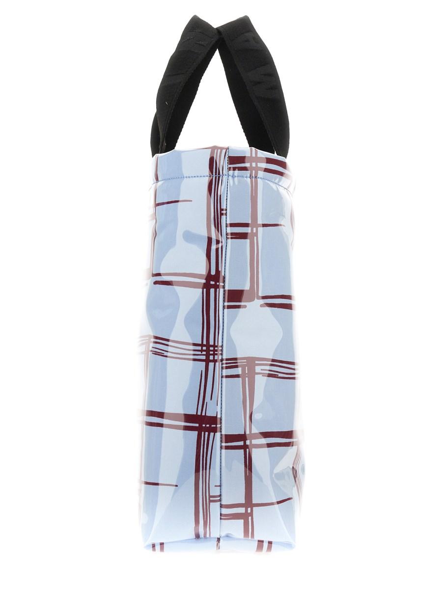 MARNI TOTE BAG IN CANVAS SPALMATO CON STAMPA