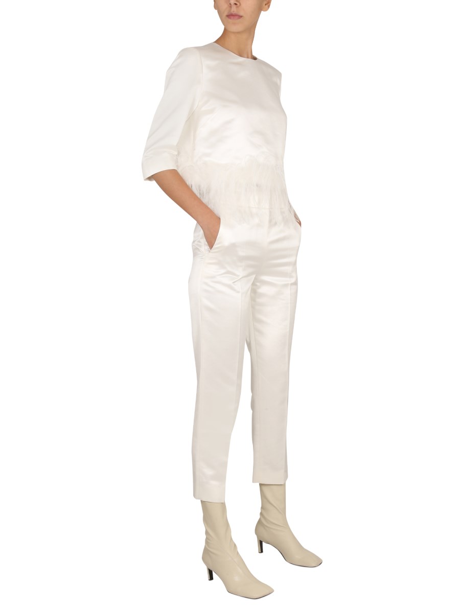 MAX MARA BLUSA CON PIUME IN RASO