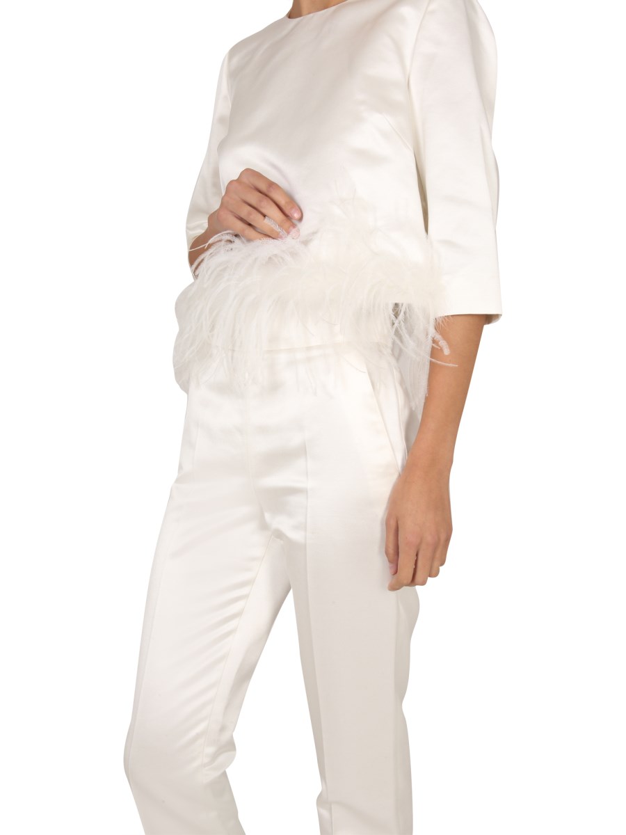 MAX MARA BLUSA CON PIUME IN RASO