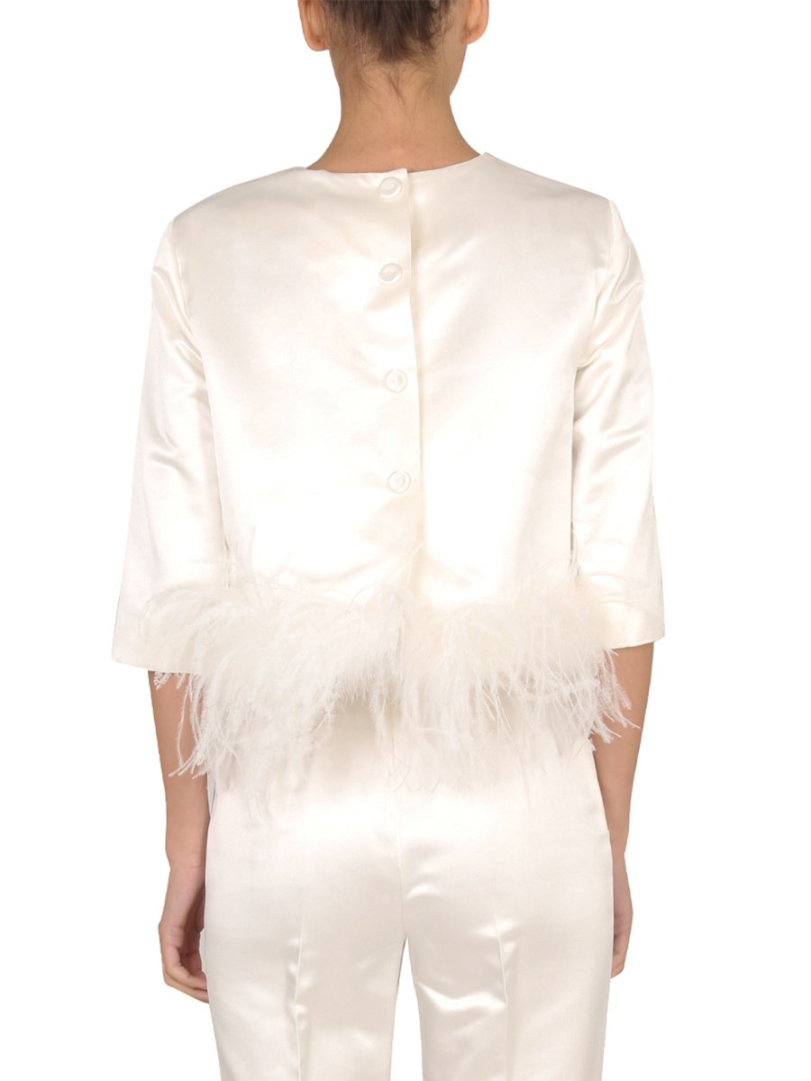 MAX MARA BLUSA CON PIUME IN RASO