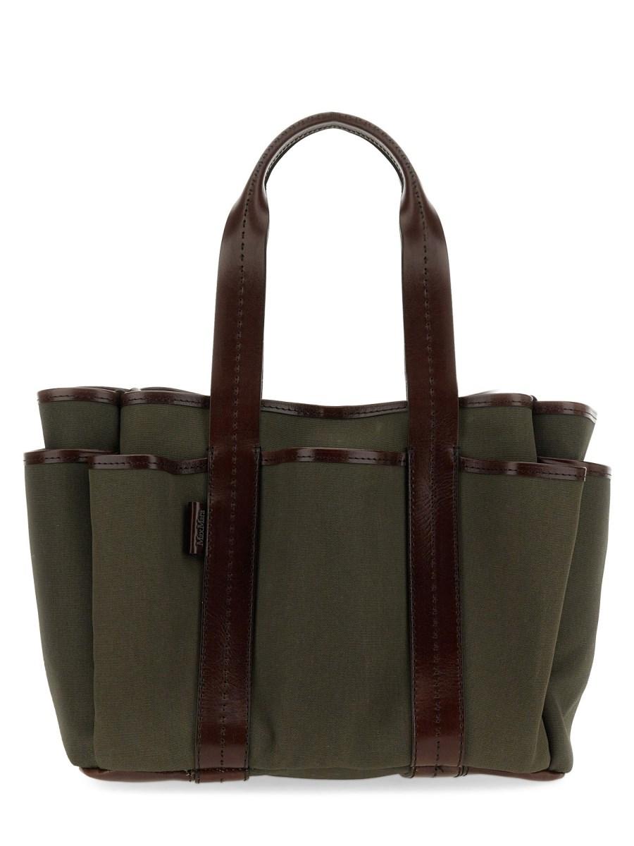 MAX MARA BORSA TOTE "GIARDINIERA" IN CANVAS E PELLE