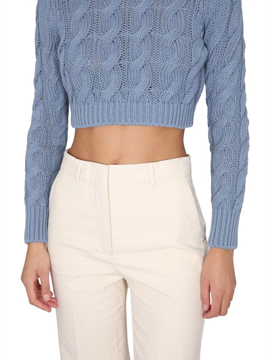MAX MARA MAGLIA CROPPED SFINGE IN COTONE