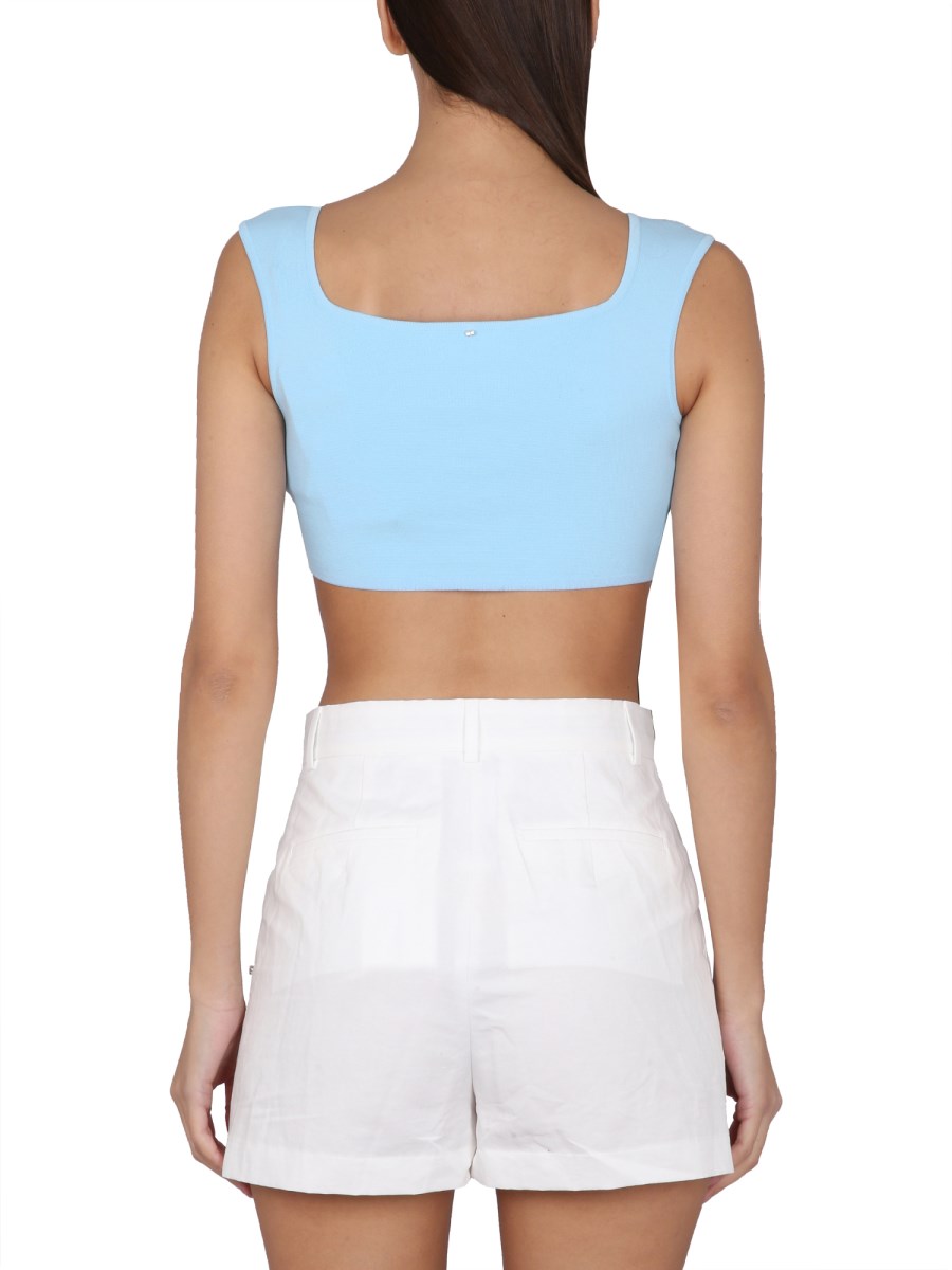MAX MARA TOP CROPPED FIT IN MAGLIA DI COTONE